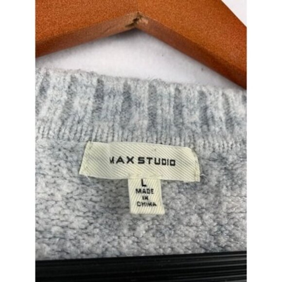Max Studio Womens Sweater L Gray Wool Blend Crew Neck Pullover - Picture 4 of 4